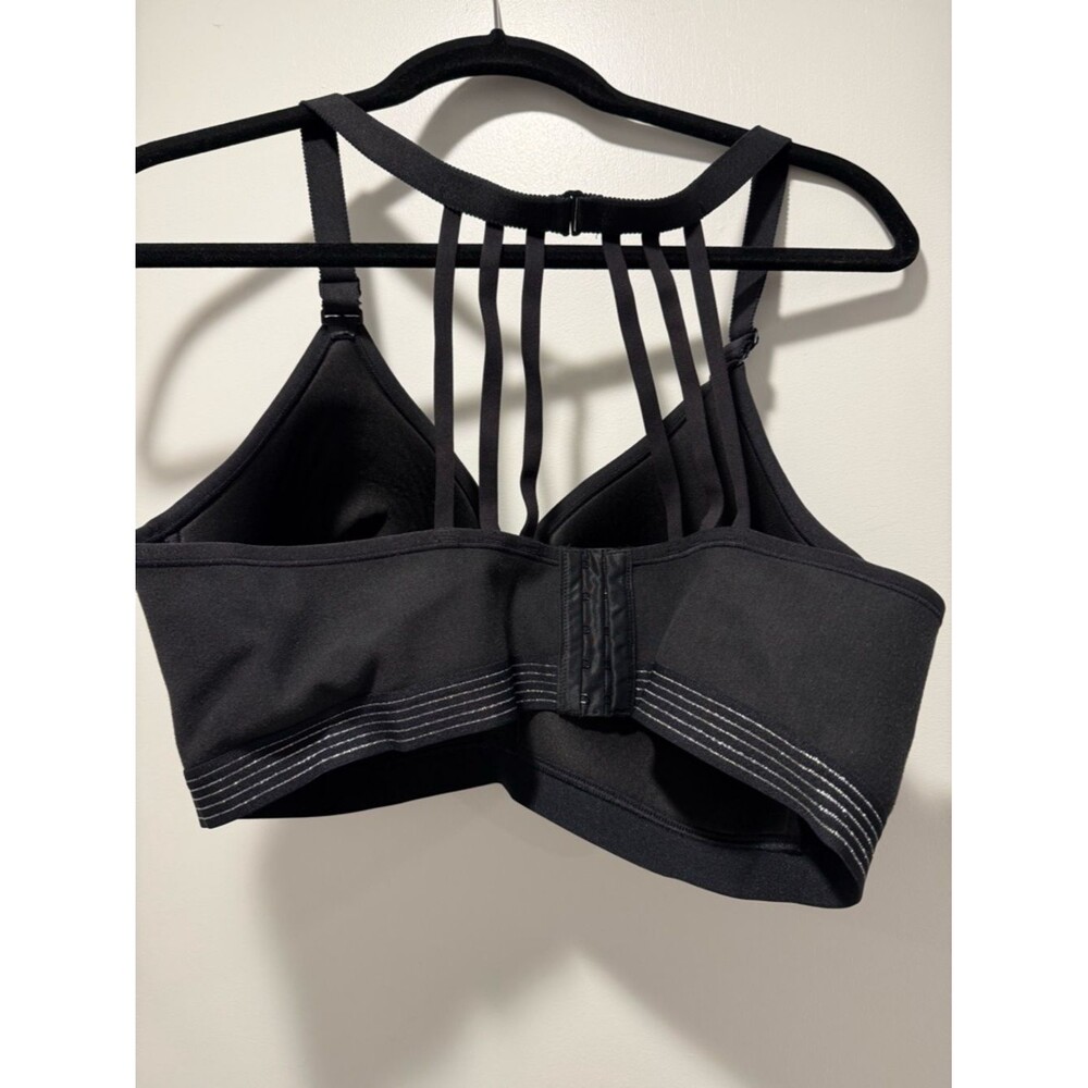 Cacique Black Wireless Bra with Metallic Star Print and Pink Bow - Picture 2 of 4